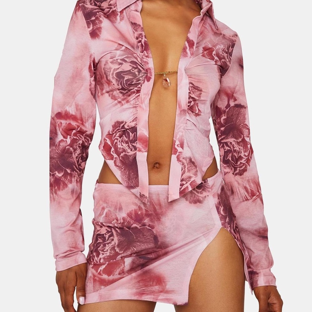 Jaded London Pink Floral Swim Coverup Set